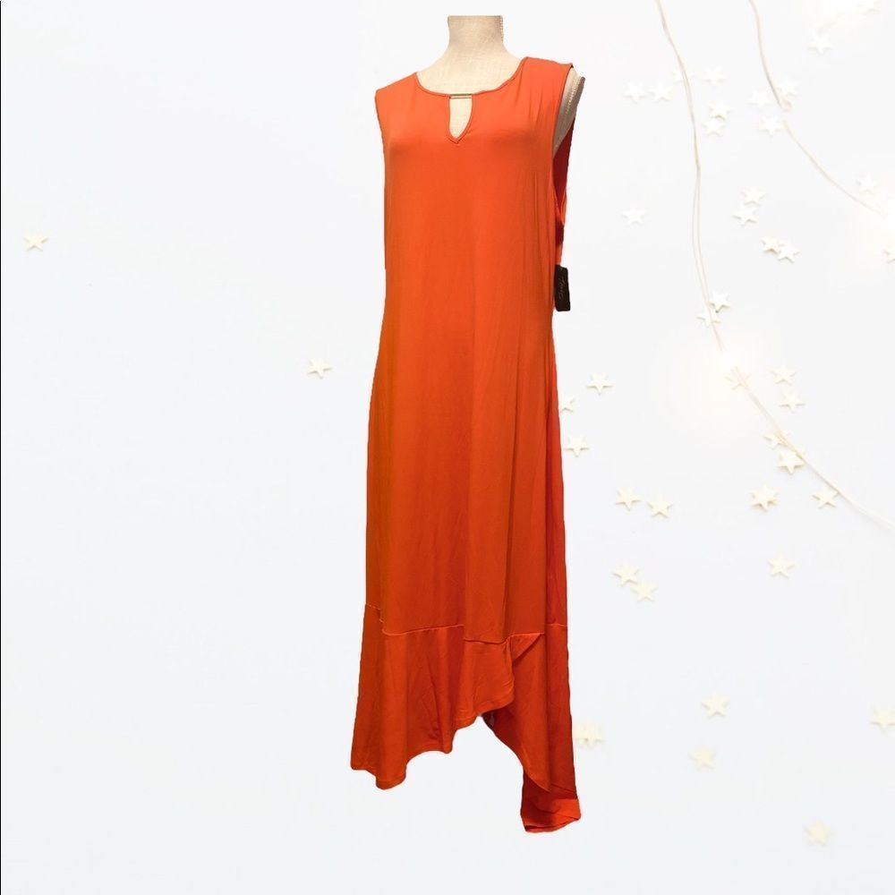 Thalia Sodi Coral Orange Sleeveless Long Dress XL